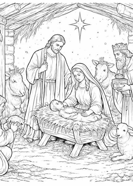 découvrez notre coloriage d'une crèche, une activité ludique pour enseigner aux enfants les valeurs de noël tout en s'amusant.