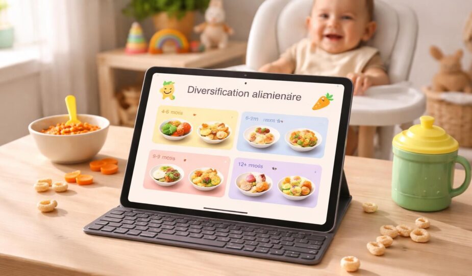 découvrez des menus adaptés à chaque âge pour la diversification alimentaire de votre bébé, faciles à consulter sur votre ipad air.