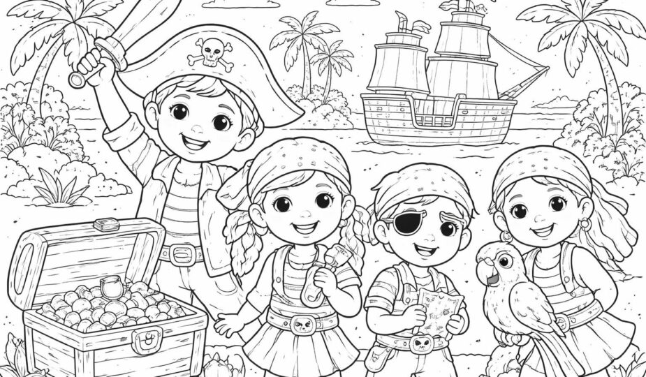 explorez notre collection de dessins de pirates à colorier, parfaite pour stimuler l'imagination et la créativité des enfants tout en s'amusant.