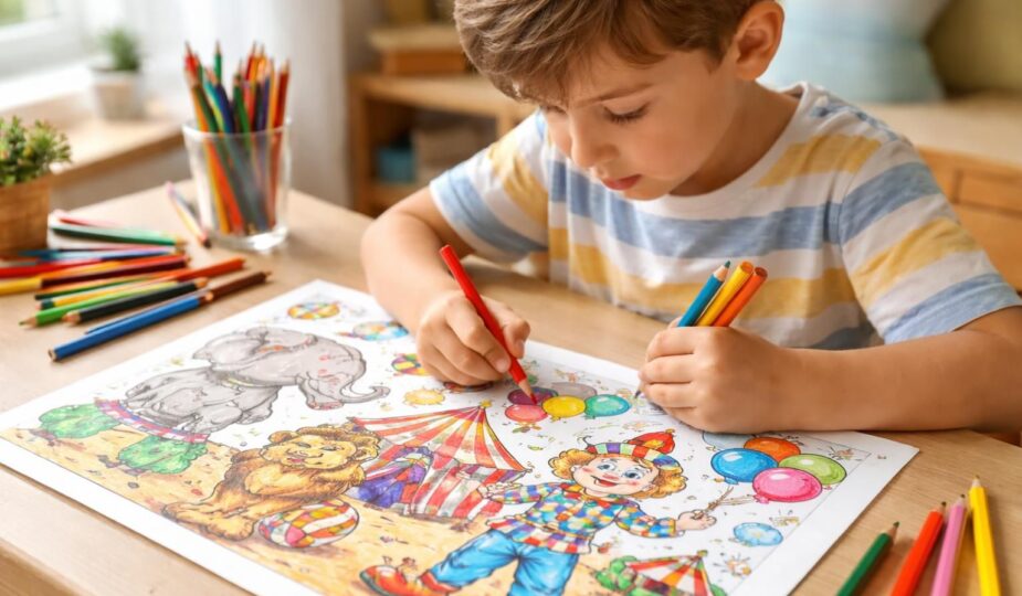 découvrez les coloriages du cirque, une activité ludique idéale pour développer la motricité fine des enfants tout en s'amusant.