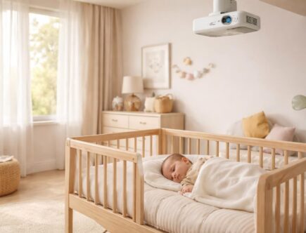 assurez la sécurité de votre bébé avec le vidéoprojecteur acer sans câbles dangereux. profitez d'une installation sûre et simple, idéale pour une chambre d'enfant.
