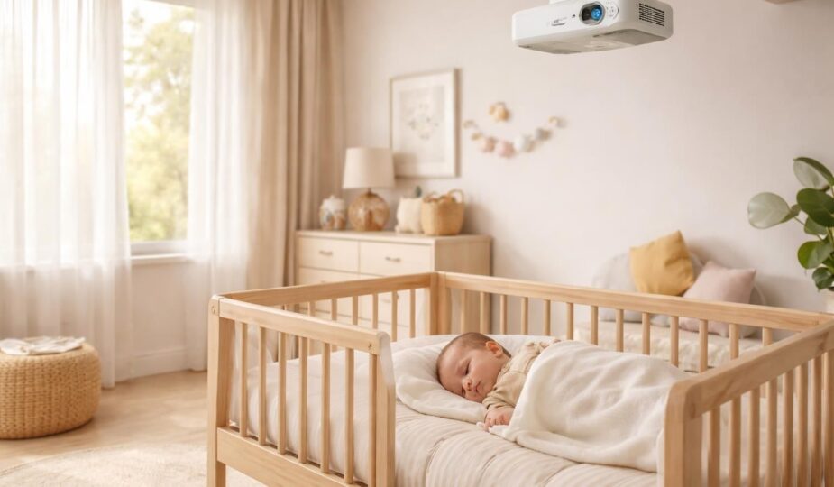 assurez la sécurité de votre bébé avec le vidéoprojecteur acer sans câbles dangereux. profitez d'une installation sûre et simple, idéale pour une chambre d'enfant.