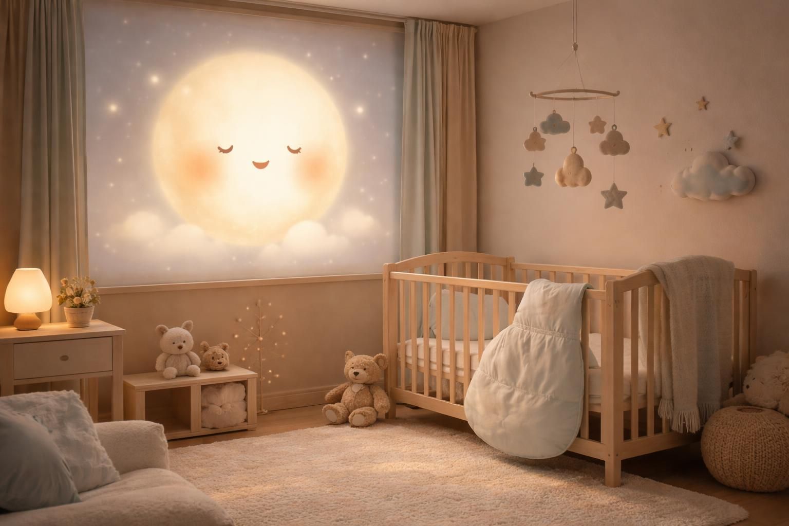 découvrez notre veilleuse géante apaisante sur écran de projection, idéale pour créer une ambiance douce et rassurante dans la chambre de votre bébé, favorisant ainsi son sommeil paisible.