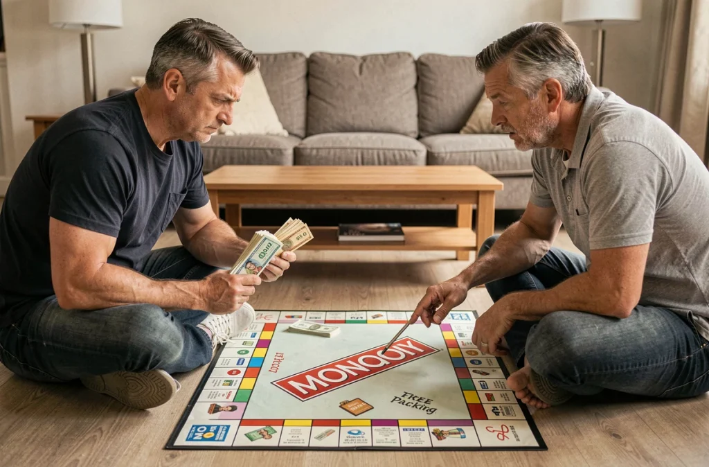 Deux joueurs en désaccord sur la règle du parking gratuit au Monopoly