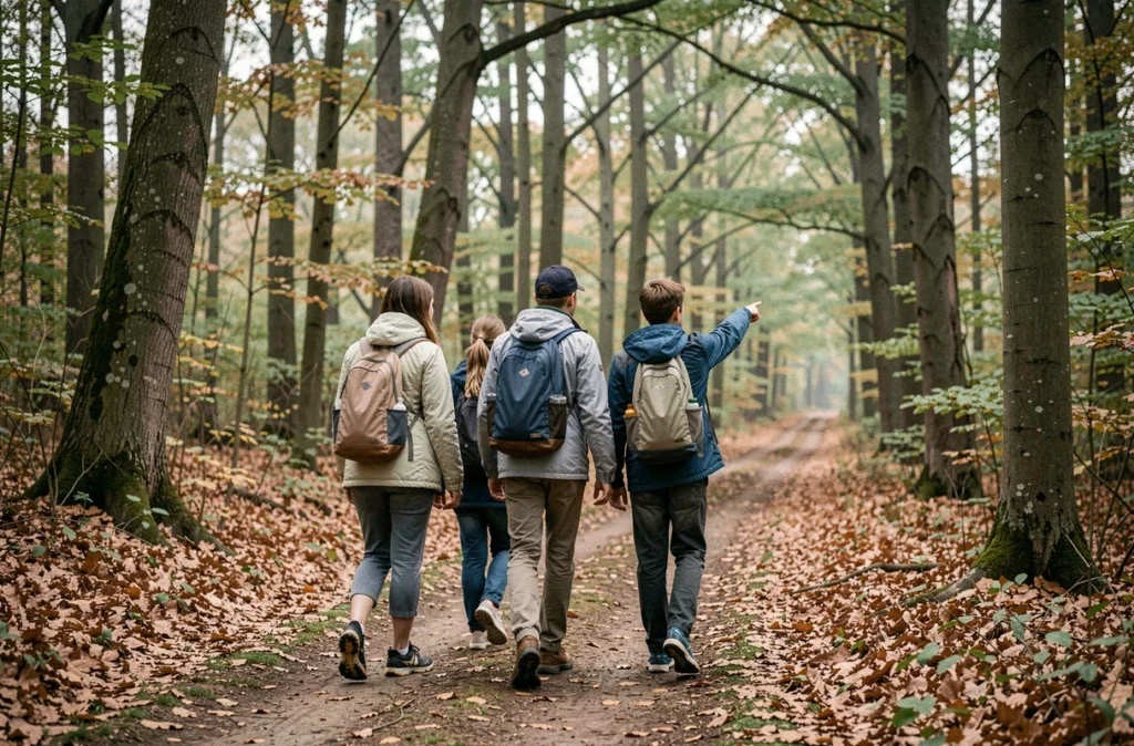 Famille en randonnée dans une forêt de Seine-et-Marne, activité nature gratuite pour le week-end